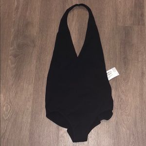 NWT American Apparel Black Halter Bodysuit